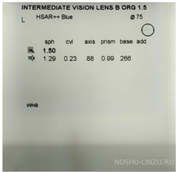    Rodenstock 1.5 Intermediate Vision Lens A B Hard Super-AR double + Blue