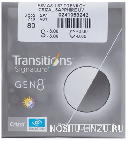    Essilor Stylis 1.67 AS Transitions GEN8 Crizal Sapphire UV