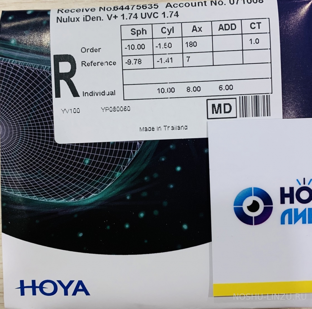    Hoya Nulux 1.5 iDentity V+ Super Hi-Vision 
