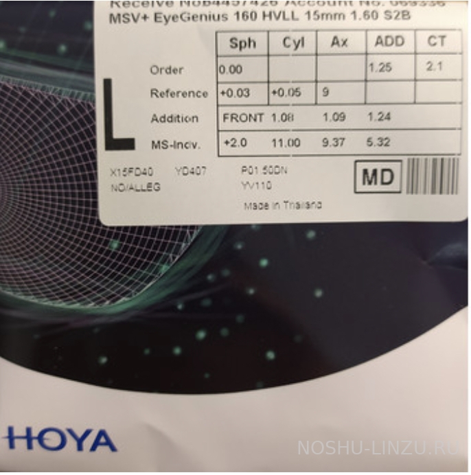    Hoya 1.5 Hoyalux ID MyStyle V+ Super Hi-Vision
